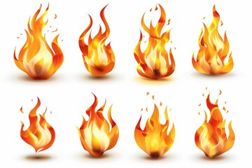 Fire icon, flame bonfire sign, campfire symbol, 3d realistic burn graphic element, fire emblem, grill pictogram