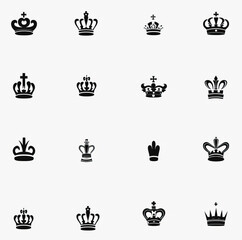 Crown icon, king symbol, princess flat sign, queen, royal emblem, royalty, minimal crown logo isolated