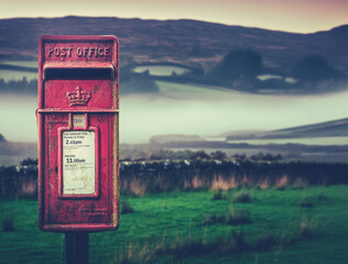 Vintage British Post Box In The Scottish Countryside