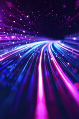 Obraz premium A background design of an abstract digital road with glowing lines, symbolizing the journey and speed in technology