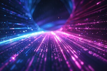 A background design of an abstract digital road with glowing lines, symbolizing the journey and speed in technology