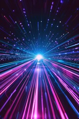 Fototapeta premium A background design of an abstract digital road with glowing lines, symbolizing the journey and speed in technology