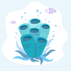 Ocean object in flat design isolated on white background. Colorful plants in simple style. Vector illustration.
