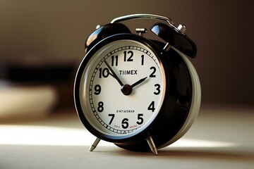 Naklejka premium Old alarm clock with classical background, AI generative