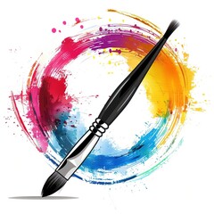 Circle brush illustration , Circle brush isolated white background, Circle brush illustration