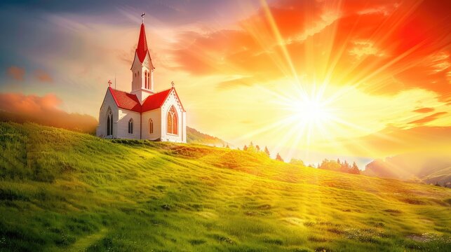church at sunset