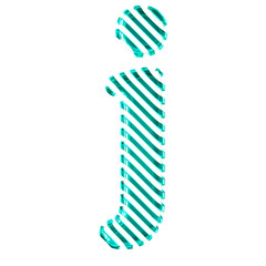 White symbol with turquoise diagonal ultra thin straps. letter j