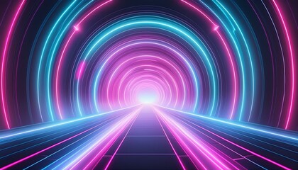 Cyber Gateway: Abstract Portal with Pink, Blue, and Green Neon Light Waves