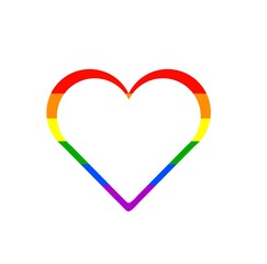rainbow isolated heart on white background, love design icon 