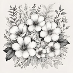black and white flower. Generative Ai
