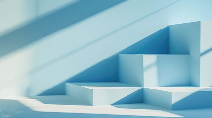 3D floating platforms with shadows, creating a clean background with copy space