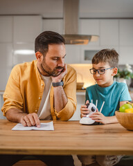 Father and son connect and install cctv security surveillance camera