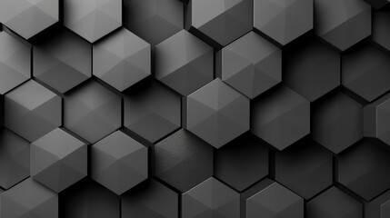 Naklejka premium Geometric 3D hexagon pattern background with a monochrome palette and blank area