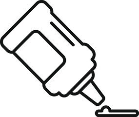 Simple line drawing of a bottle dispensing a controlled amount of glue