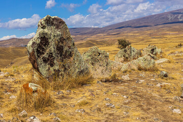 View of the Carahunge, prehistoric archaeological site near the town of Sisian, Armenia.