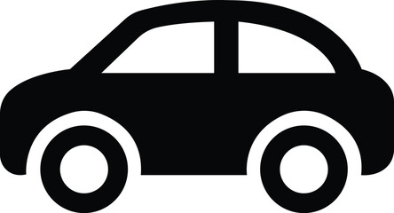 Car icon. The car style vector. Side view black flat isolated on transparent background. Transportation symbol, traffic sign, travel element for website and app