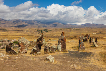 View of the Carahunge, prehistoric archaeological site near the town of Sisian, Armenia.