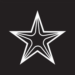 Star icon, vector on black background. Star silhouette, symbol with stroke line. Simple star icon in flat style. Vector illustration.