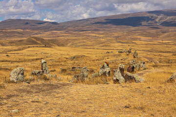 View of the Carahunge, prehistoric archaeological site near the town of Sisian, Armenia.