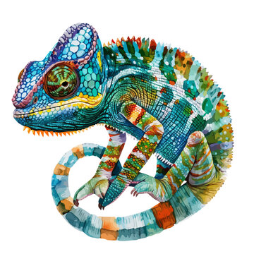 recommend clip art: Watercolor drawing of a chameleon, isolated on a white background, clipart image, Illustration painting, design art, chameleon vector, Graphic logo, drawing clipart. 