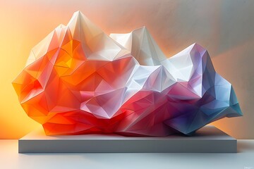 Dimensional Prism Embark journey through threedimensional geometric abstraction captured technique of 3D photography Dynamic color form come alive while one primary color stand out inviting viewer