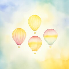 Fototapeta premium Colorful hot air balloons in a dreamy sky, creating a whimsical and serene atmosphere. Ideal for backgrounds and travel themes.