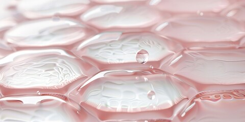 Close-up of Hyaluronic Acid Drops on Skin Layer Showing Hydration