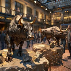 Fototapeta premium bulls in the stock exchange
