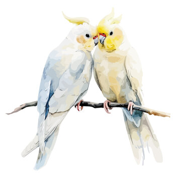 recommend clip art: Watercolor painting vector of Cockatiel bird, isolated on a white background, Cockatiel vector, clipart Illustration, Graphic logo, drawing design art, clipart image