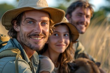Happy family on a safari adventure
