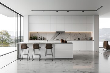 Sleek modern kitchen design in light tones
