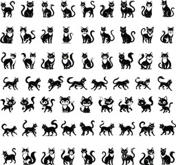 Obraz premium Cat Silhouette Vector Black White