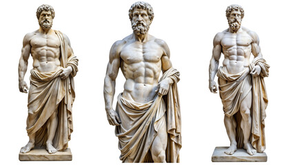 Statue of Aristotle the Muscular Philosopher highly detailed isolated on transparent background PNG file