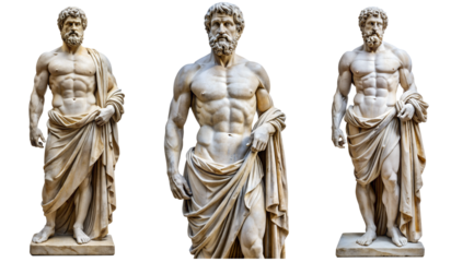 Statue of Aristotle the Muscular Philosopher highly detailed isolated on transparent background PNG file