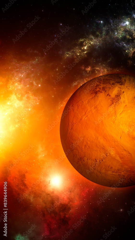 Wall mural planets and exoplanets of unexplored galaxies. sci-fi. new worlds to discover. colonization and expl