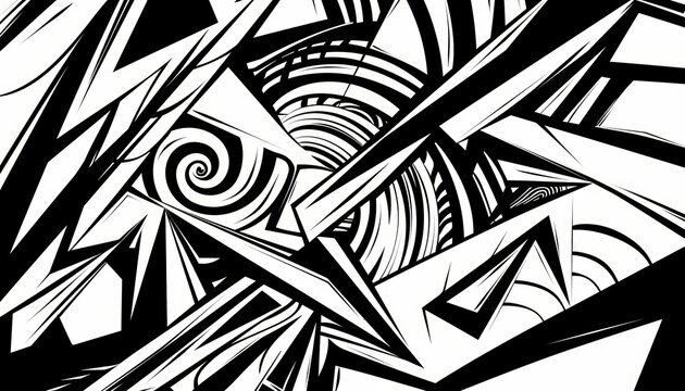 Diverse monochrome patterns in abstract design with various black and white elements