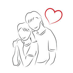Sketch love concept minimal couple in love drawing line art couple lovely drawn together line love concept with white ioslated background. Abstract,vector,illustration.