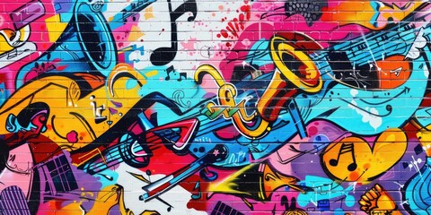 Fototapeta premium Bold Graffiti with Music Notes