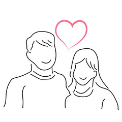 Sketch love concept minimal couple in love drawing line art couple lovely drawn together line love concept with white ioslated background. Abstract,vector,illustration.