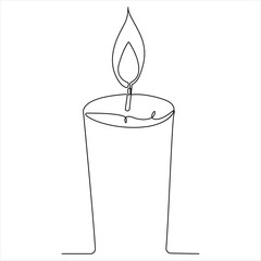 Candle continuous single line drawing Isolated on white background vector minimalist style