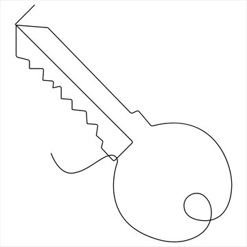 recommend clip art: Continuous key  single line art drawing best use for logo minimalist vector illustration