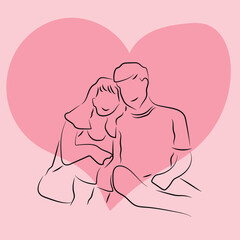 Sketch love concept minimal couple in love drawing line art couple lovely drawn together line love concept with white ioslated background. Abstract,vector,illustration.
