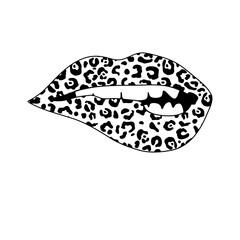 Red lips collection. Vector illustration of sexy woman's lips expressing different emotions, such as smile, kiss, half-open mouth, biting lip, lip licking, tongue out. 