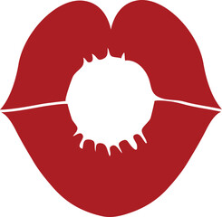Red lips collection. Vector illustration of sexy woman's lips expressing different emotions, such as smile, kiss, half-open mouth, biting lip, lip licking, tongue out. 