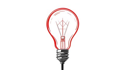 Obraz premium Innovative Lightbulb Illustration Featuring an Exposed Red Wire, Symbolizing Ideas, Creativity, and Electrical Engineering