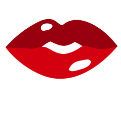 Red lips collection. Vector illustration of sexy woman's lips expressing different emotions, such as smile, kiss, half-open mouth, biting lip, lip licking, tongue out. 