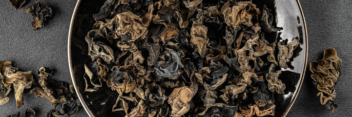 dried black fungus appetizer meal food snack on the table copy space food background rustic top view keto or paleo diet vegetarian vegan food