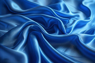 Fototapeta premium A close-up view of blue fabric with flowing, wavy patterns that resemble water or waves.
