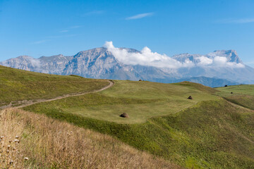 Fototapeta premium Stunning view of Aktoprak pass between Baksan and Chegem gorges. Caucasus mountains. Kabardino-Balkaria, Russia.
