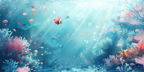 Vibrant Underwater Coral Reef Scene